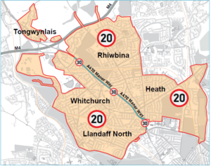 Map Of Rhiwbina Cardiff 20Mph Speed Limits - Update On Implementation - Keeping Cardiff Moving